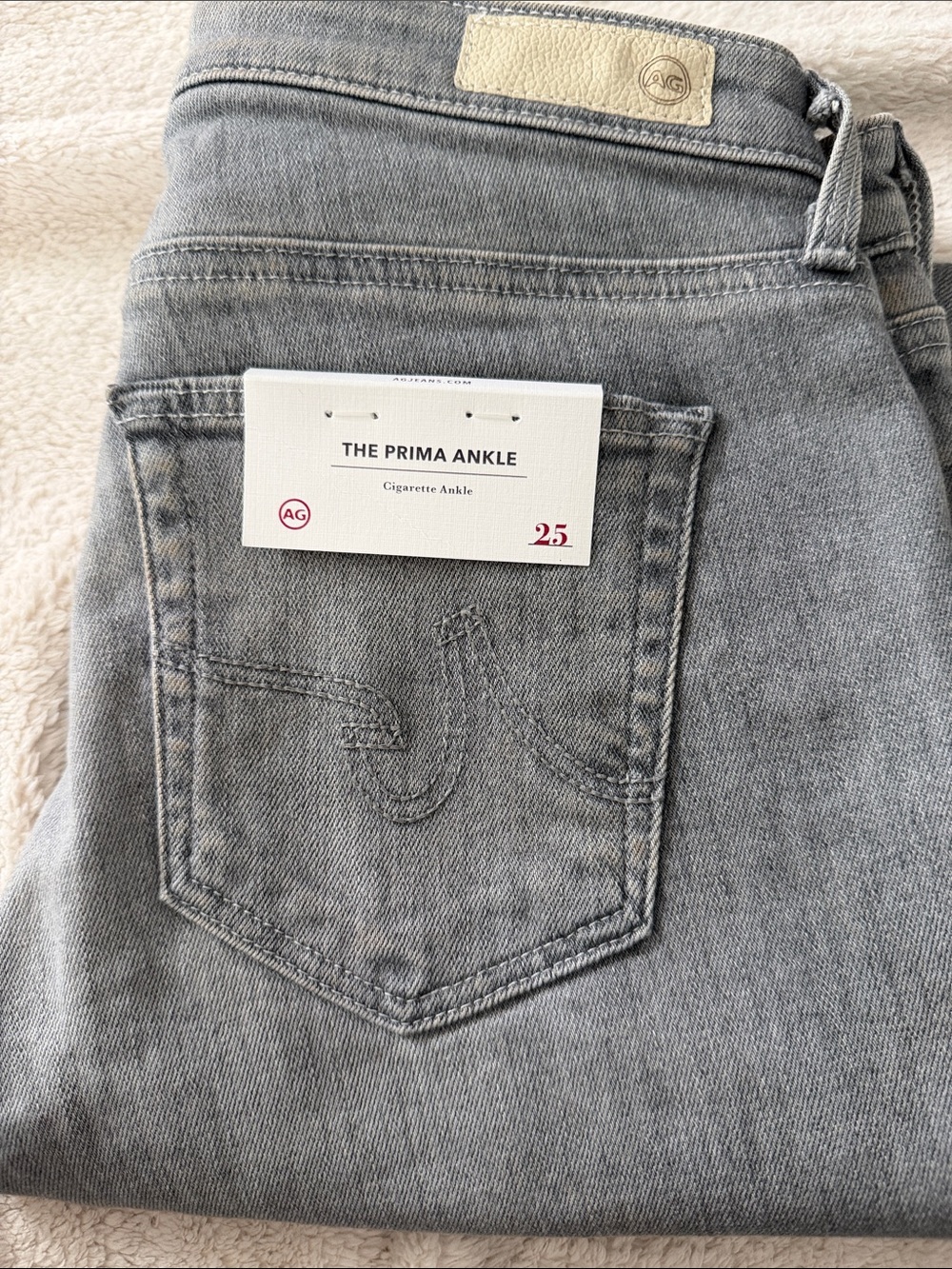 Ag Adriano Goldschmied Prima Ankle Cigarette Jeans - Light Gray size 25